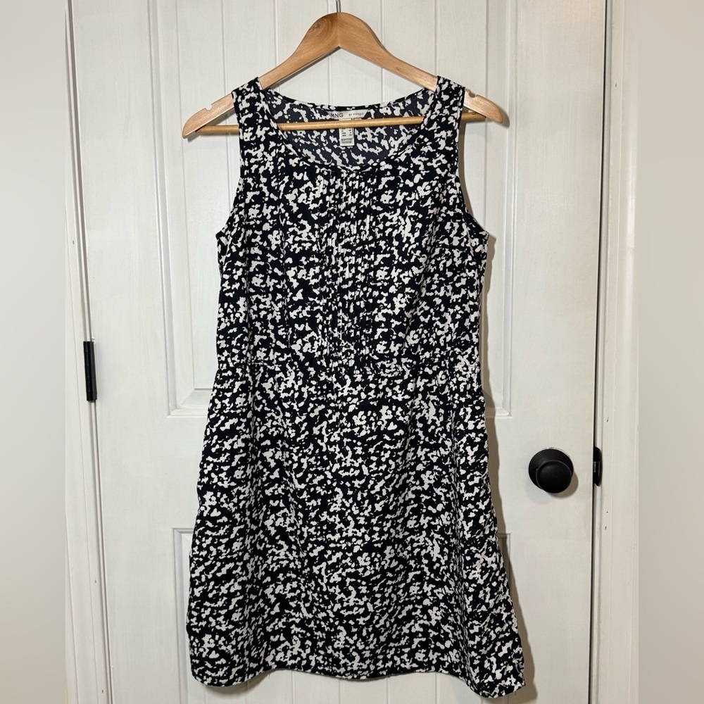 Mango Black and White Patterned Midi Dress
